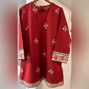 Elegant Floral Embroidered Pakistani two piece dress